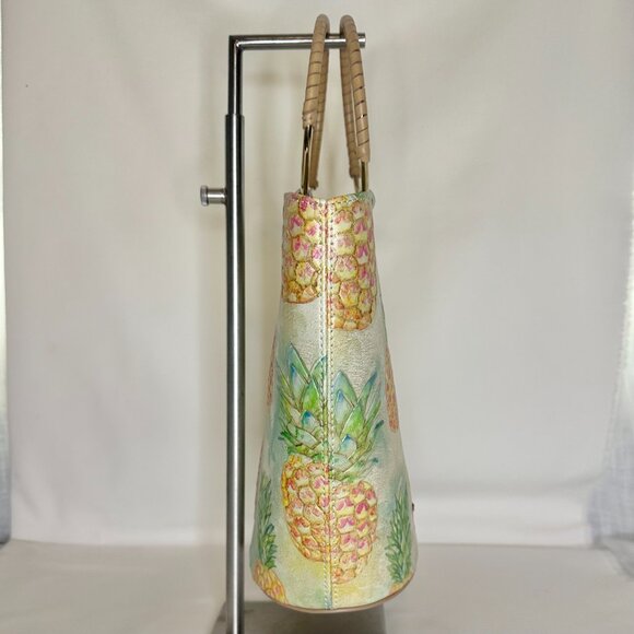 Brahmin Leather Mod Bowie Multi Pompano Pineapple Ring Handle Tote Bag NEW - Picture 9 of 12